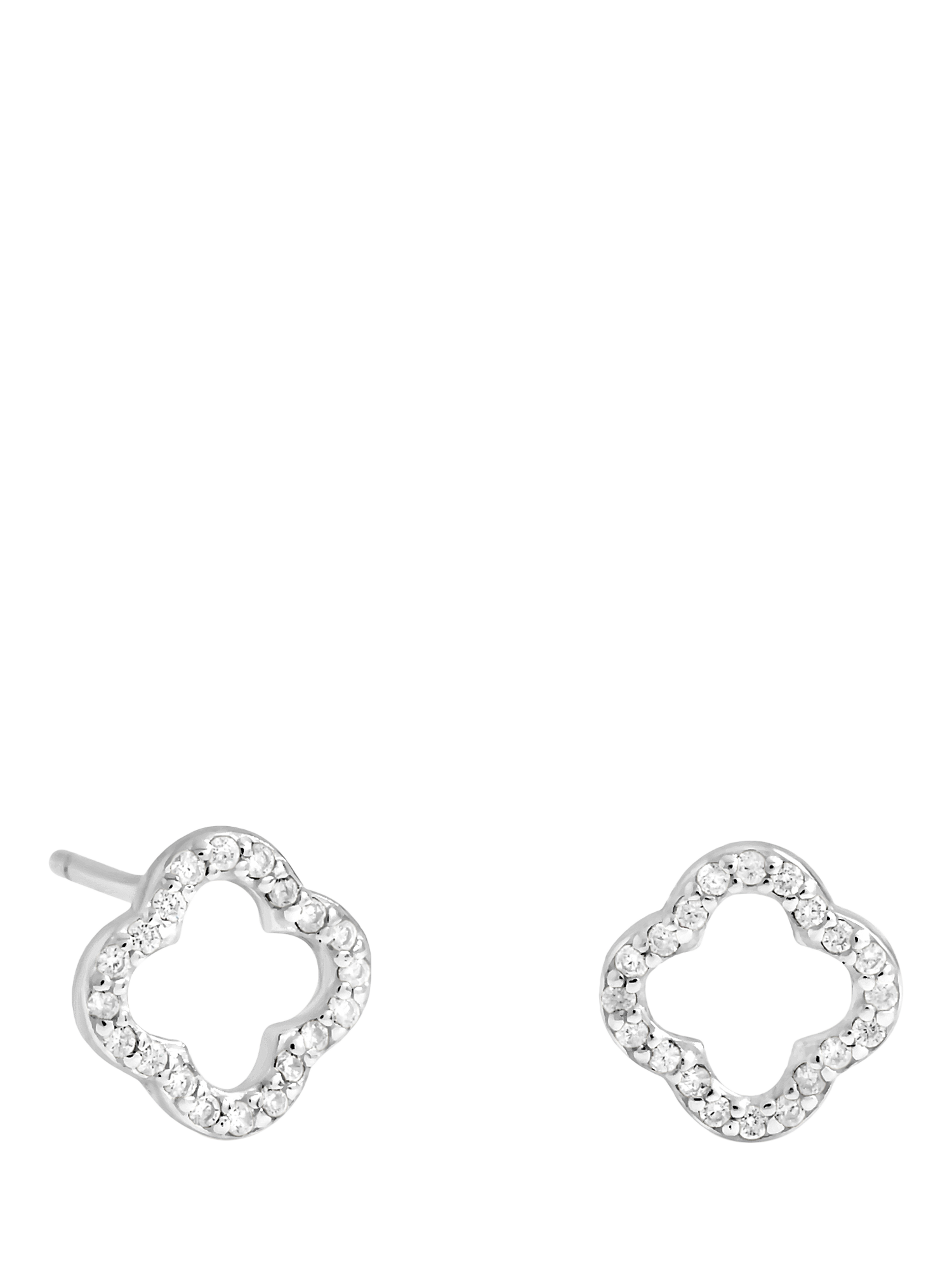 Product image 1 of 4, which shows Simply Silver 925 Cubic Zirconia Open Clover Stud Earrings Gift Cracker