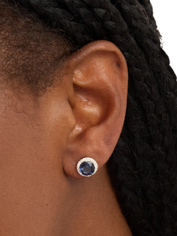 Simply Silver Cubic Zirconia Round Drop Stud Earrings - view 2, Silver