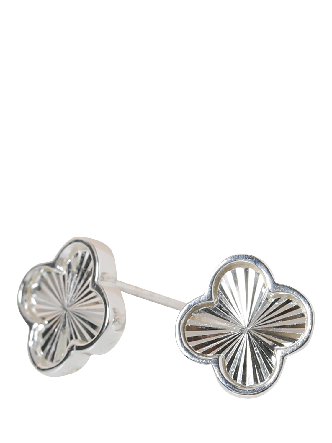 Product image 1 of 2, which shows Simply Silver Polished Diamond Cut Clover Stud Earrings