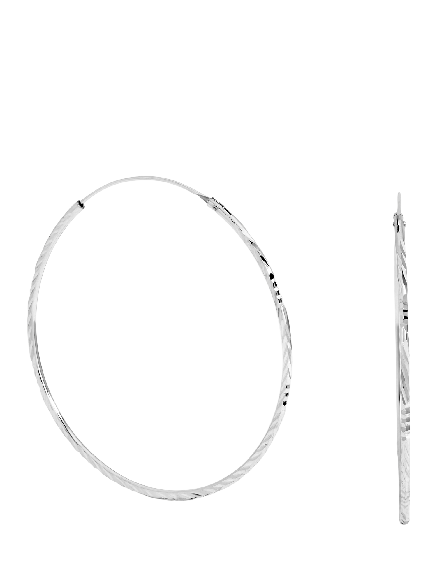 Product image 1 of 3, which shows Simply Silver Polished Diamond Cut Sleeper Hoop Earrings