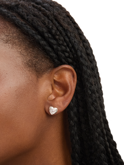 Simply Silver Sterling Silver 925 Polished Cubic Zirconia Centre Heart Stud Earrings - view 2, Silver