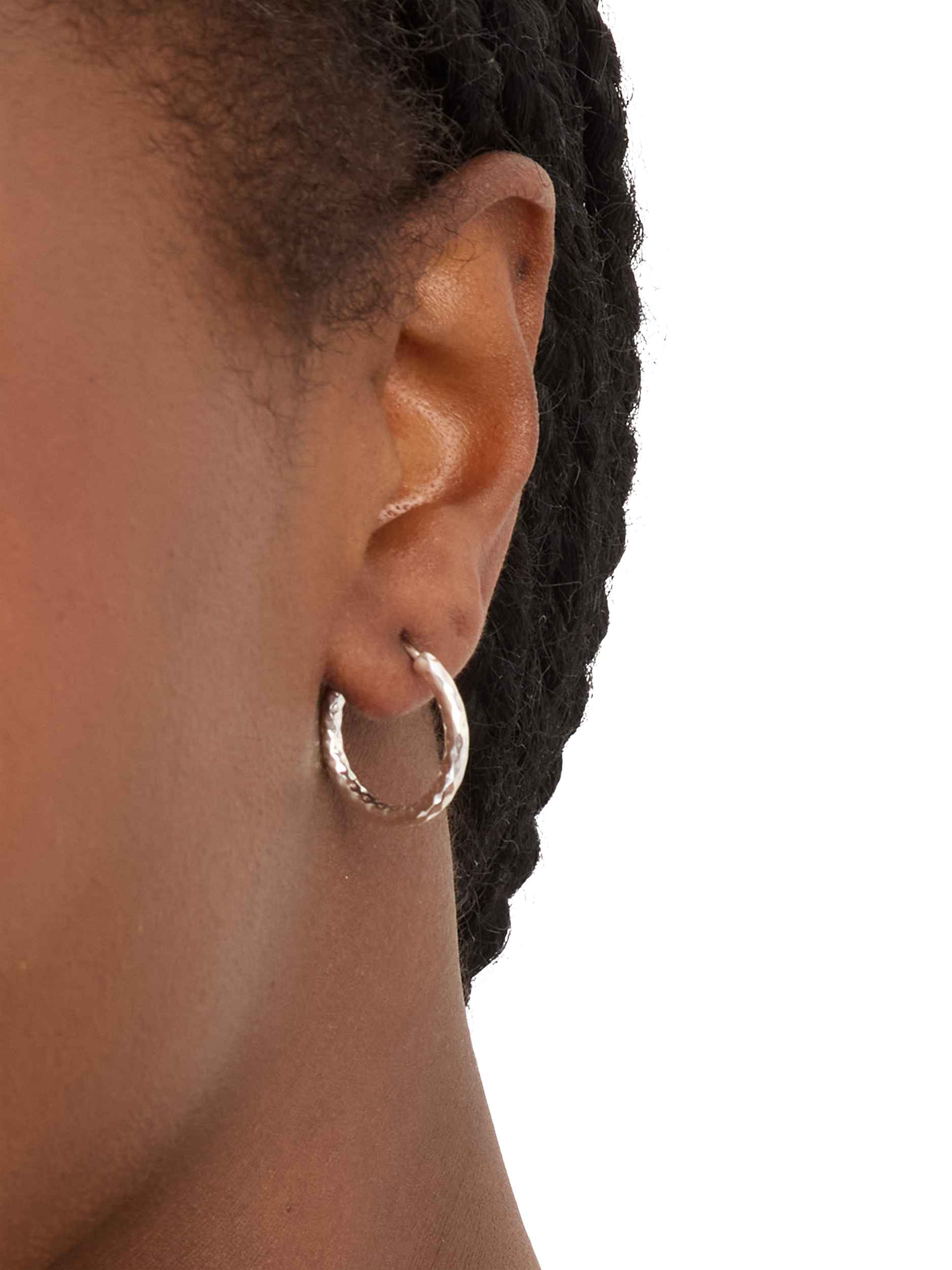Product image 2 of 3, which shows Simply Silver Polished Diamond Cut Hoop Earrings
