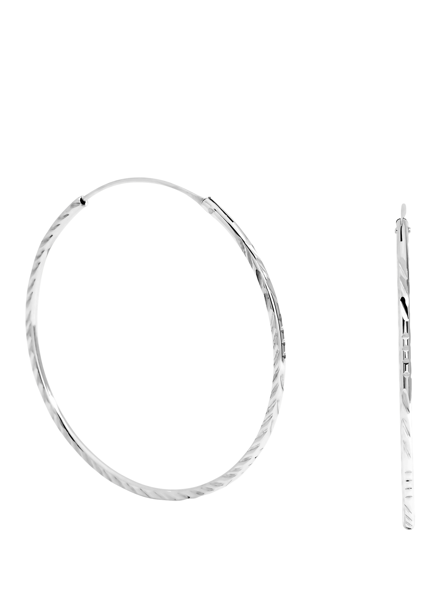 Product image 1 of 1, which shows Simply Silver Polished Diamond Cut 40mm Sleeper Hoop Earrings