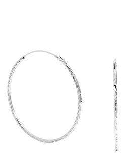 Simply Silver Polished Diamond Cut 40mm Sleeper Hoop Earrings, Silver