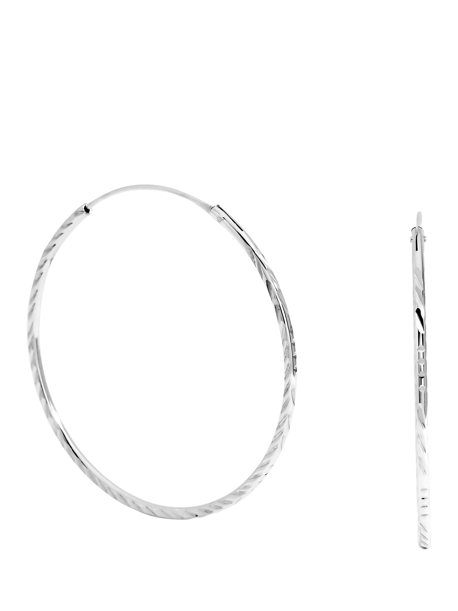 Product image 1 of 1, which shows Simply Silver Polished 30mm Sleeper Hoop Earrings