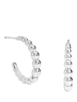 Simply Silver Textured Orb Hoop Earrings, Silver