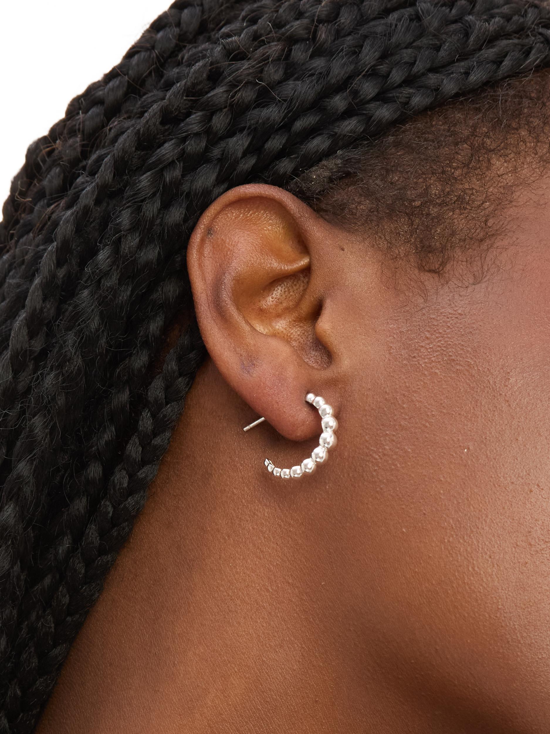 Product image 2 of 2, which shows Simply Silver Textured Orb Hoop Earrings