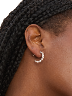 Simply Silver Textured Orb Hoop Earrings - view 2, Silver