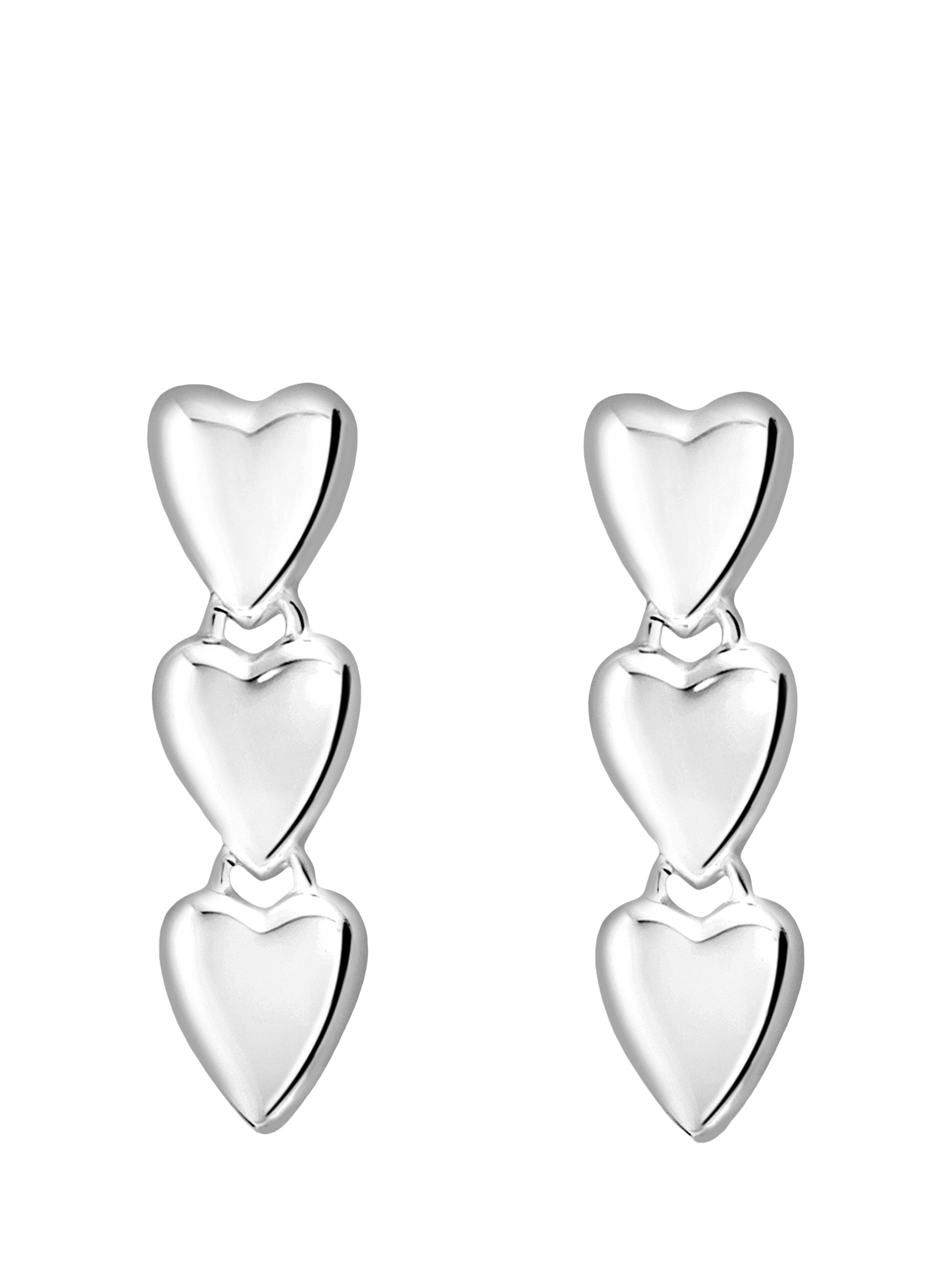 Product image 1 of 2, which shows Simply Silver Triple Heart Drop Earrings