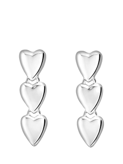 Simply Silver Triple Heart Drop Earrings, Silver