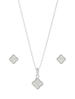 Simply Silver Mother of Pearl Clover Set, Silver