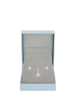 Simply Silver Mother of Pearl Clover Set - view 2, Silver