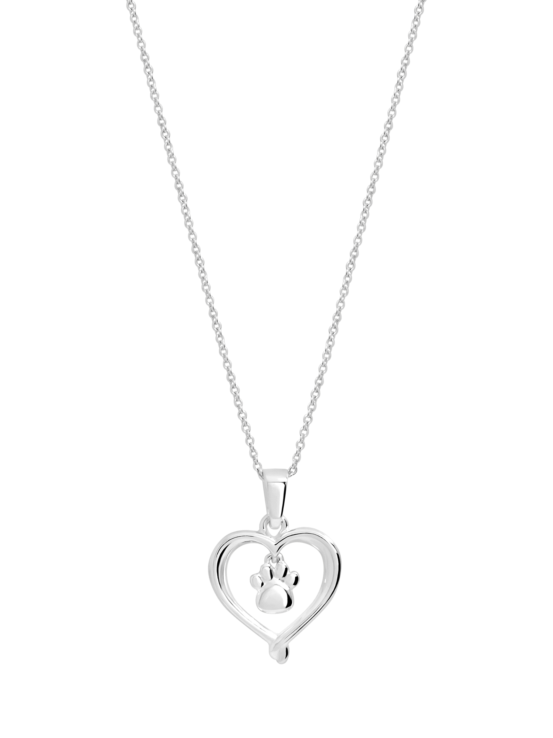 Product image 1 of 5, which shows Simply Silver Polished Heart and Paw Pendant