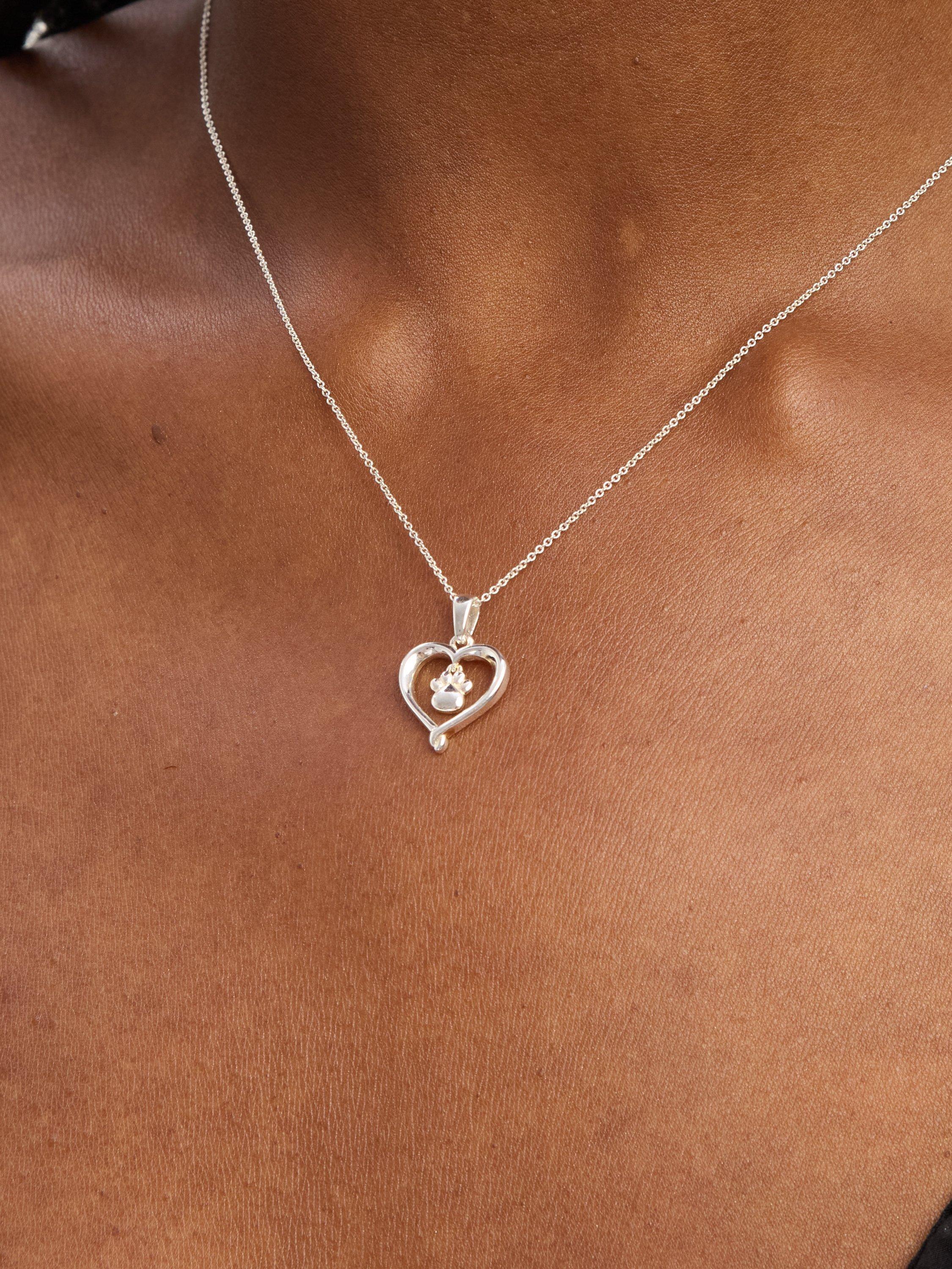 Product image 2 of 5, which shows Simply Silver Polished Heart and Paw Pendant