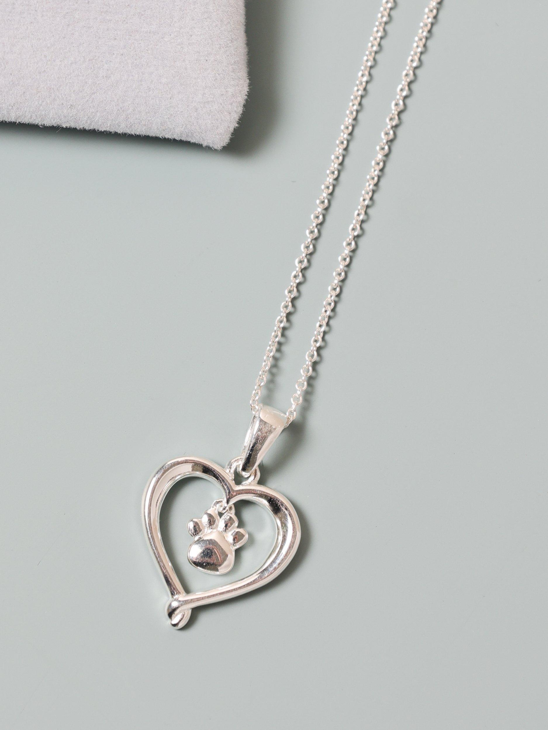 Product image 3 of 5, which shows Simply Silver Polished Heart and Paw Pendant