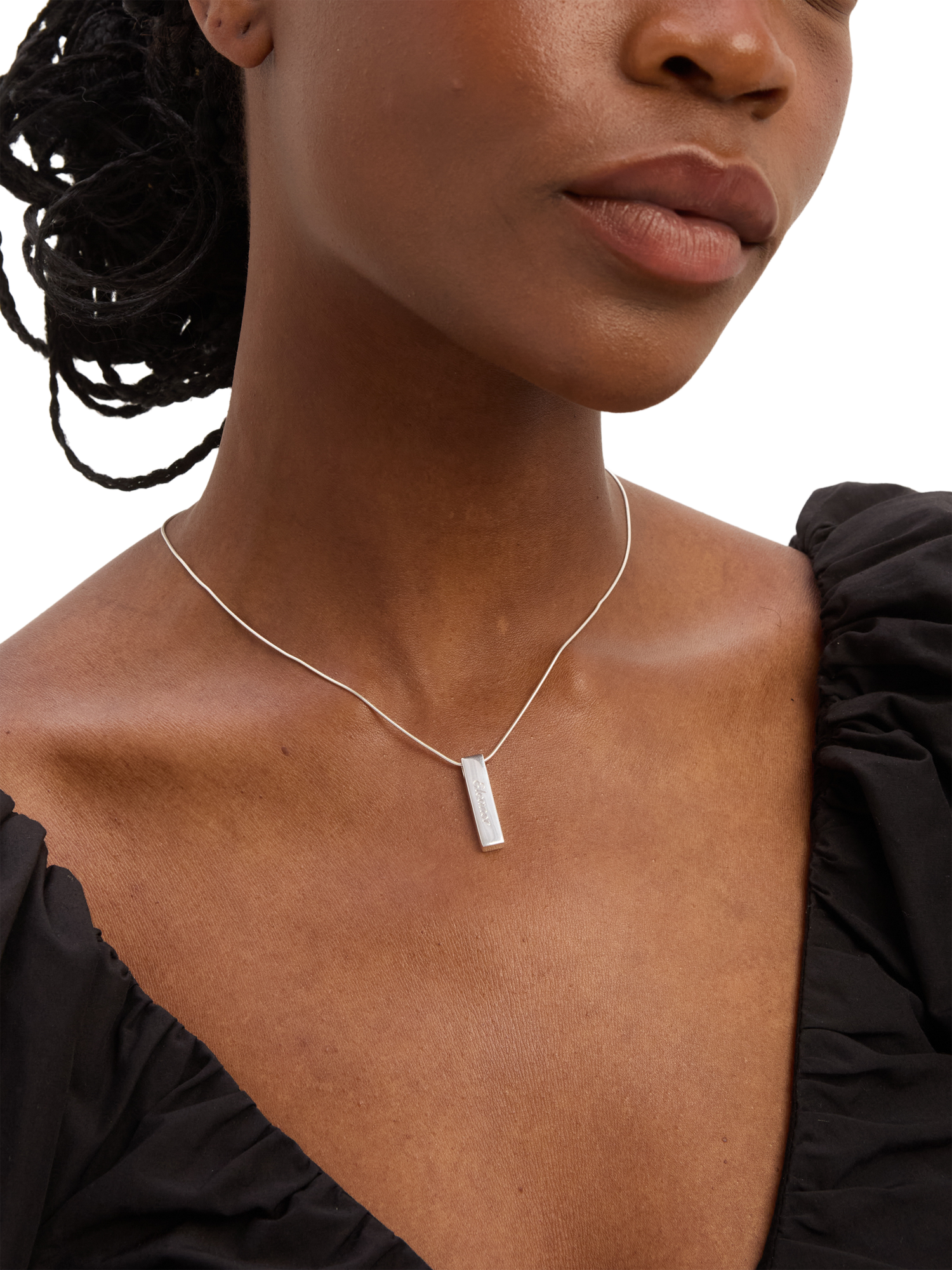 Product image 2 of 5, which shows Simply Silver Polished Bar Pendant