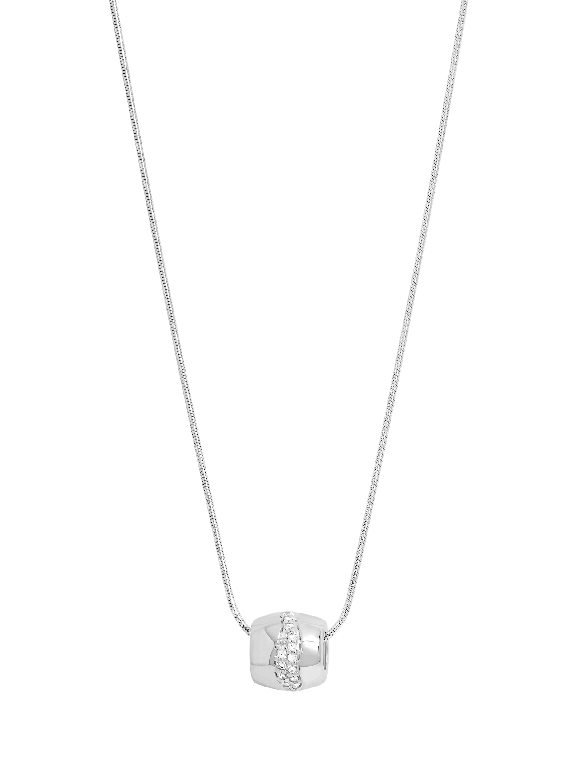 Product image 1 of 4, which shows Simply Silver Polished Pave Charm Pendant
