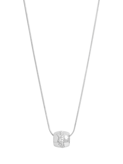 Simply Silver Polished Pave Charm Pendant Necklace, Silver