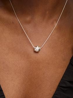 Simply Silver Polished Pave Charm Pendant Necklace - view 2, Silver