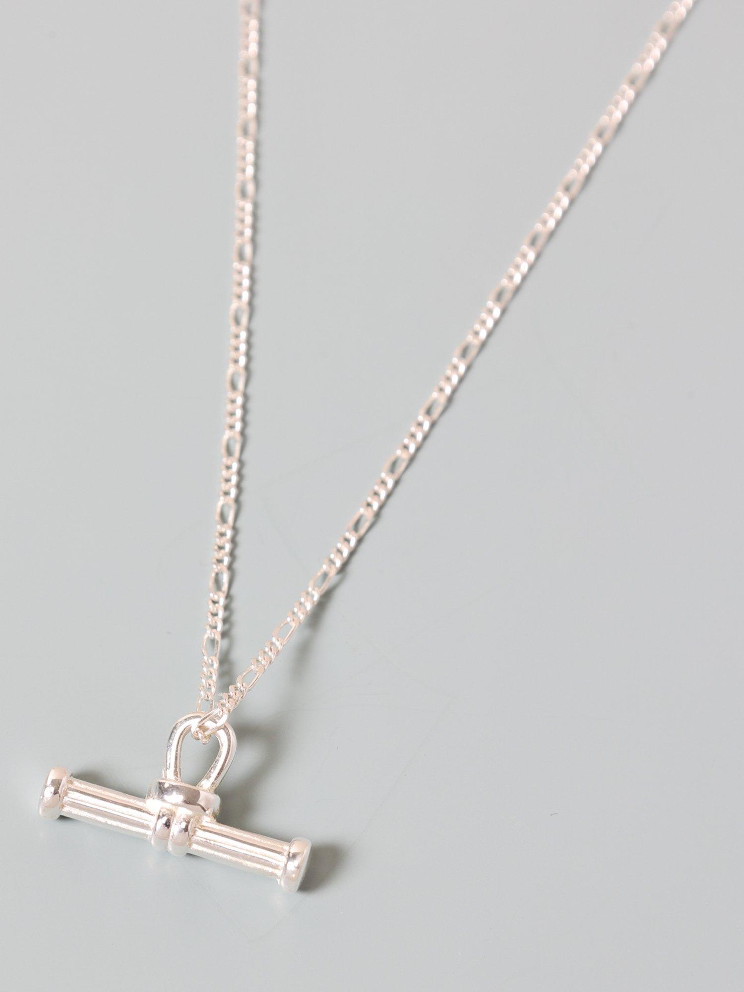 Product image 3 of 4, which shows Simply Silver Polished Textured T-Bar Necklace