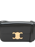 Pre-loved CELINE Triomphe Leather Shoulder Bag, Black