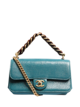 Pre-loved CHANEL 2018 Exotic Flap Shoulder Bag, Turquoise