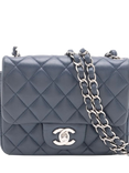 Pre-loved CHANEL 2016 Mini Lambskin Classic Single Flap Bag, Navy