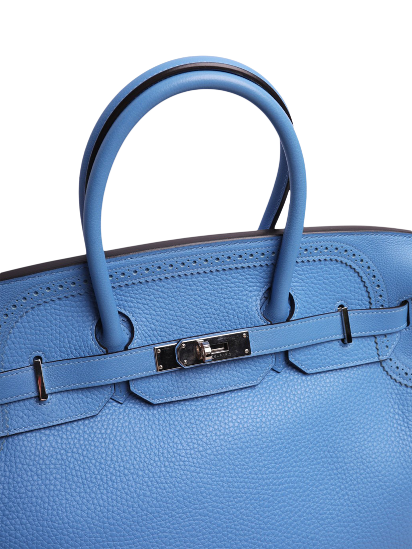 Product image 5 of 6, which shows Pre-loved Hermès Paradis Birkin 35 Handbag, Blue