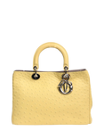 Pre-loved Christian Dior 2013 Ostrich Leather Diorissimo 2-Way Bag, Yellow