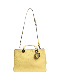 Pre-loved Christian Dior 2013 Ostrich Leather Diorissimo 2-Way Bag, Yellow - view 2, Yellow