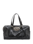 Pre-loved GUCCI Interlocking G Leather Top Handle Bag, Black