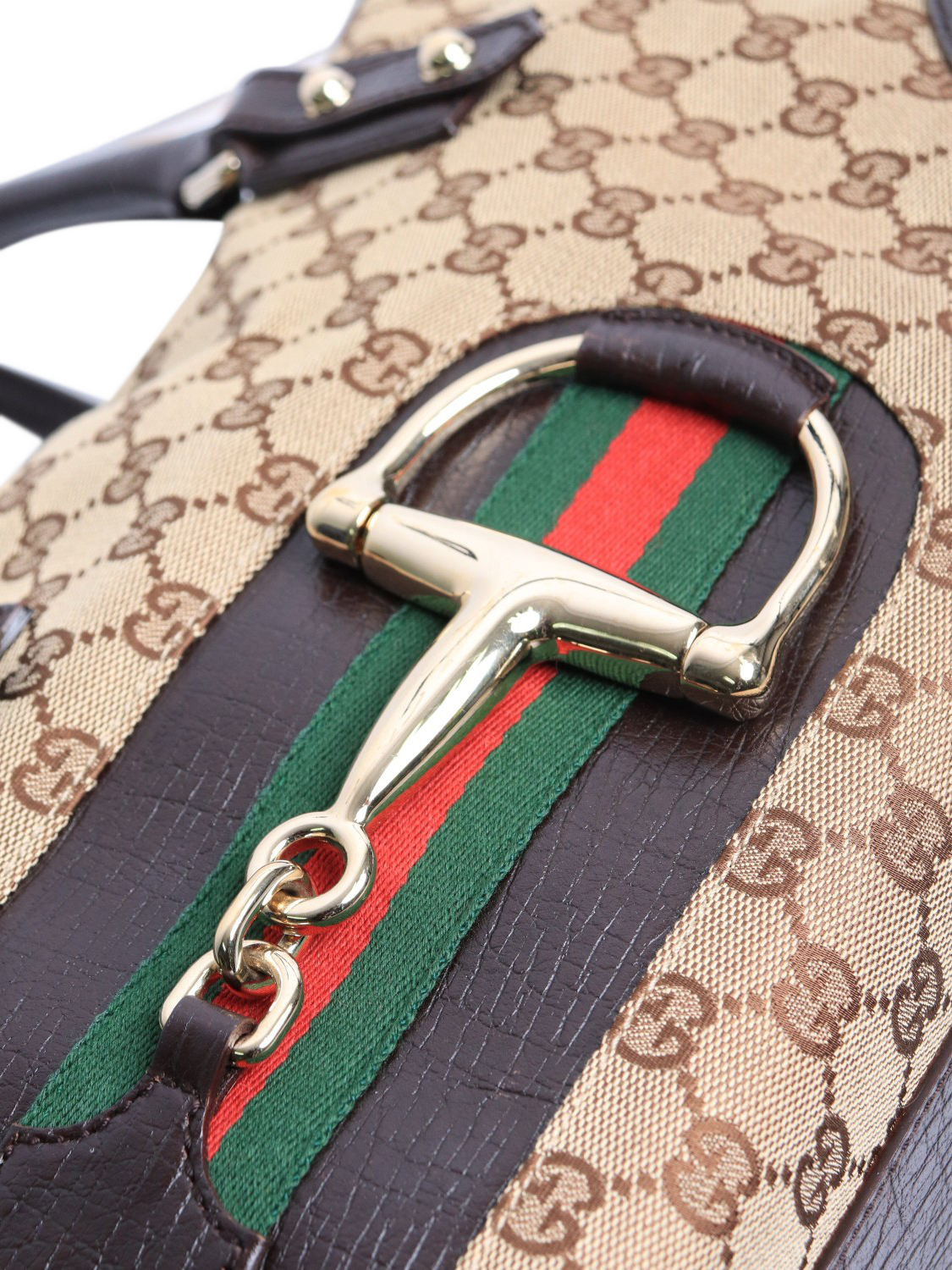 Product image 4 of 10, which shows Pre-loved GUCCI Hasler Rabbit GG Canvas Top Handle Bag, Brown/Multi