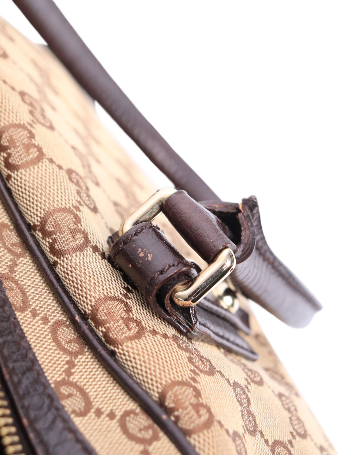 Product image 8 of 10, which shows Pre-loved GUCCI Hasler Rabbit GG Canvas Top Handle Bag, Brown/Multi