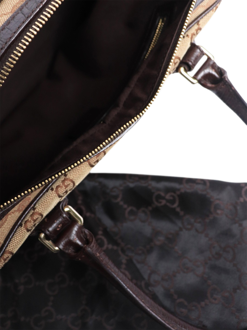Product image 10 of 10, which shows Pre-loved GUCCI Hasler Rabbit GG Canvas Top Handle Bag, Brown/Multi