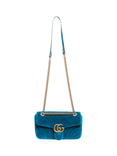 Pre-loved GUCCI GG Marmont Velvet Quilted Shoulder Bag, Teal