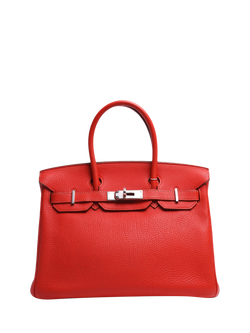 Pre-loved Hermès Leather Birkin 30 Handbag, Red, Red
