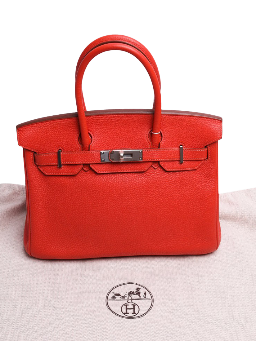 Product image 6 of 6, which shows Pre-loved Hermès Leather Birkin 30 Handbag, Red