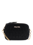 Pre-loved Miu Miu Matelassé Velour Chain Shoulder Bag, Black