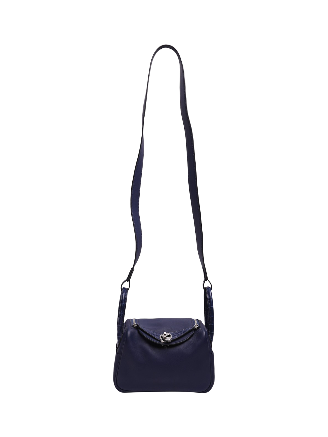 Product image 1 of 5, which shows Pre-loved Hermès Lindy Mini Palladium Bag, Blue