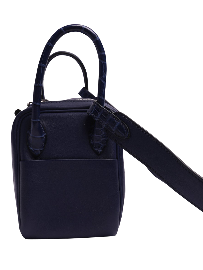 Product image 4 of 5, which shows Pre-loved Hermès Lindy Mini Palladium Bag, Blue