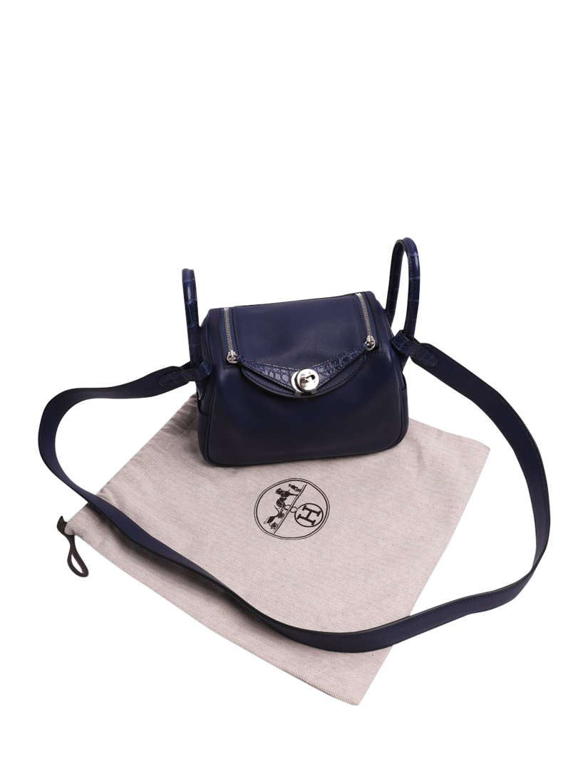 Product image 5 of 5, which shows Pre-loved Hermès Lindy Mini Palladium Bag, Blue