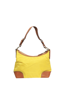 Pre-loved Prada Nylon and Leather Silver Hardware Shoulder Bag, Yellow, Yellow