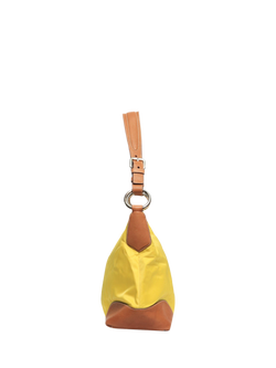 Pre-loved Prada Nylon and Leather Silver Hardware Shoulder Bag, Yellow - view 2, Yellow