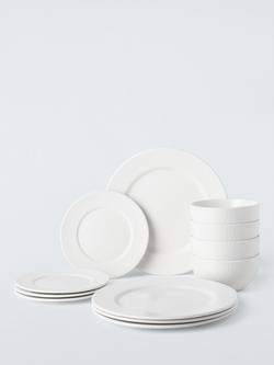 John Lewis Dimple Porcelain Dinnerware Set, 12 Piece, White