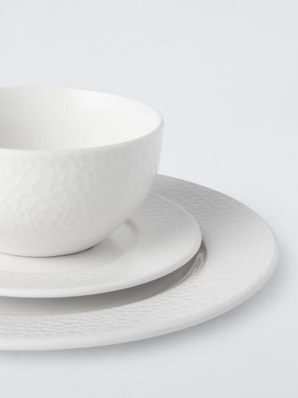 John Lewis Dimple Porcelain Dinnerware Set, 12 Piece - view 2, White
