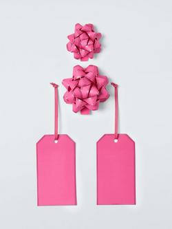 John Lewis Paper Bow & Gift Tag Set, Pink, Pink