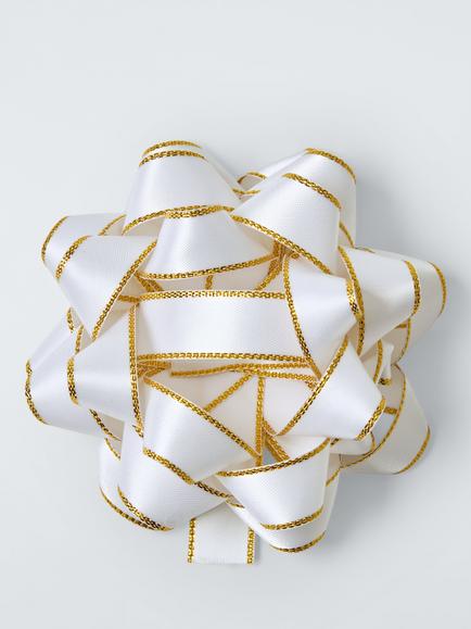 John Lewis Fabric Confetti Gift Bow, White, White