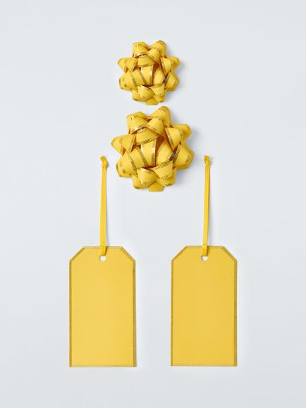 John Lewis Paper Bow & Gift Tag Set, Yellow, Yellow