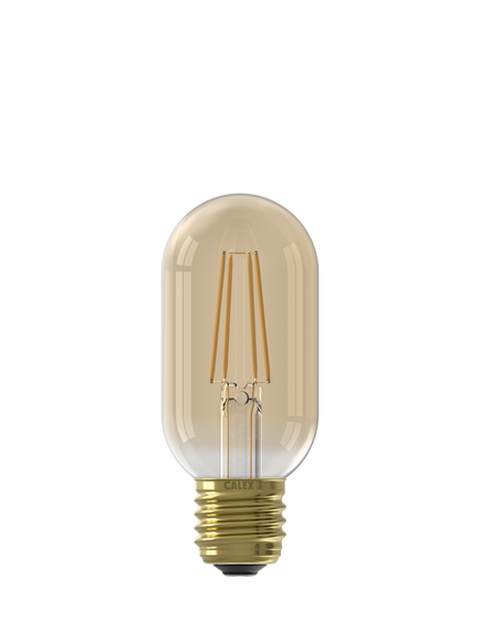 Calex 3.5W Decorative Filament LED Dimmable E27 Tubular Bulb, Gold - view 2, Gold
