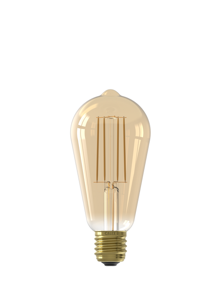 Calex 3.5W Decorative Filament LED Dimmable E27 Rustic Bulb, Gold - view 2, Gold